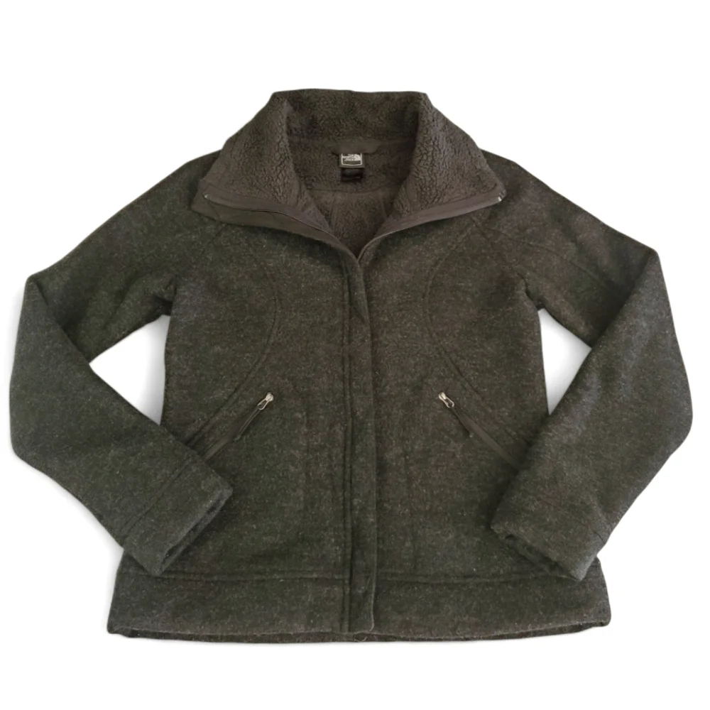 THE NORTH FACE Charcoal Gray Wool Blend Fleece Lined Full Zip Jacket Coat Size M